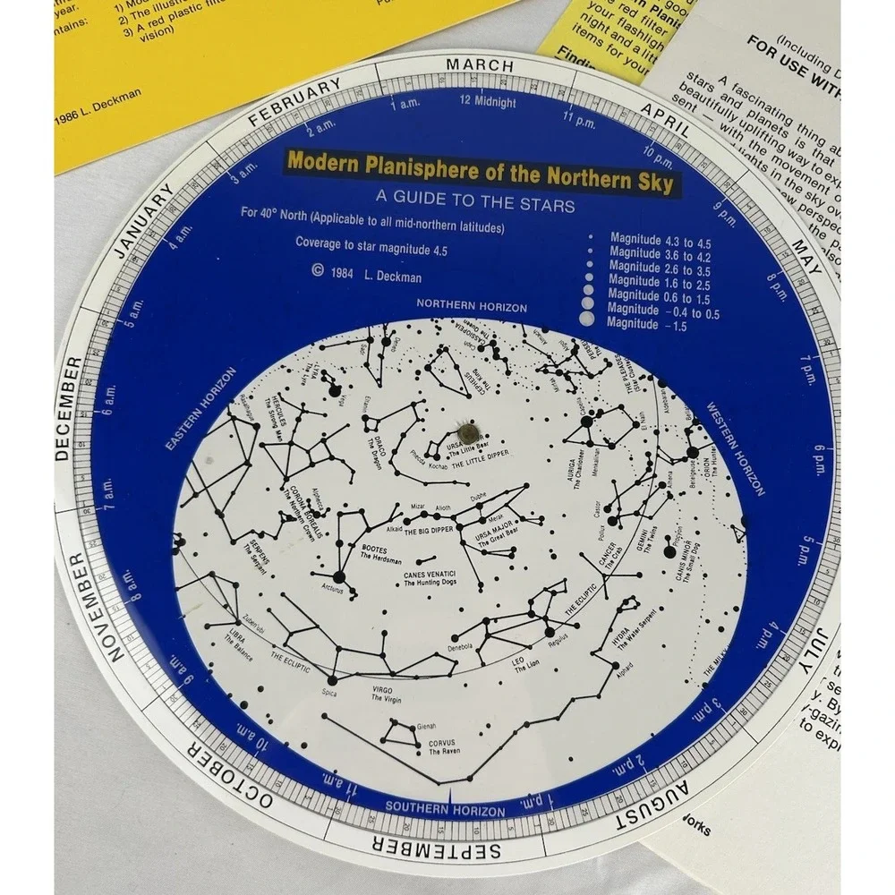 Modern Planisphere Of The Northern Sky With Instructions Stars Planets 1986 1987